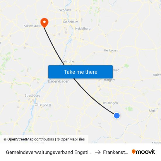 Gemeindeverwaltungsverband Engstingen to Frankenstein map