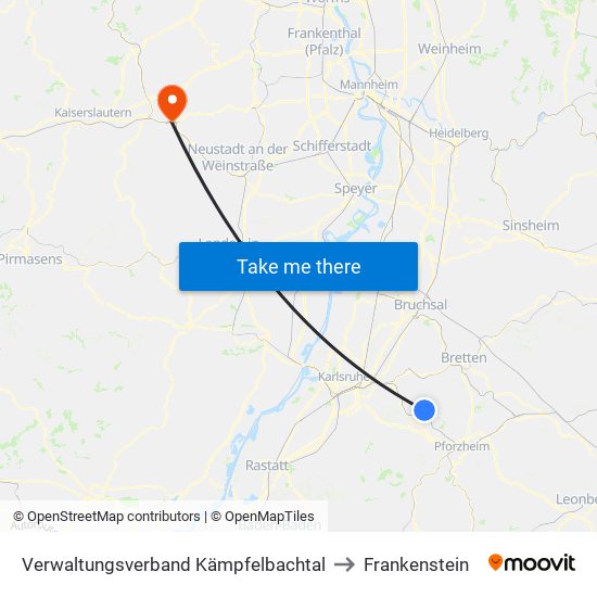 Verwaltungsverband Kämpfelbachtal to Frankenstein map