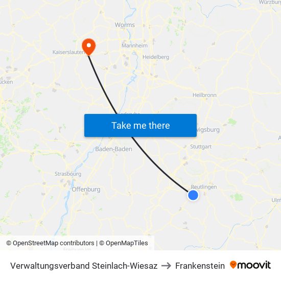 Verwaltungsverband Steinlach-Wiesaz to Frankenstein map