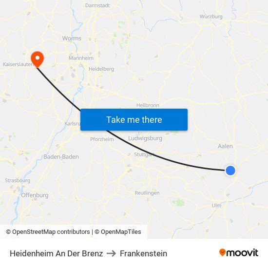 Heidenheim An Der Brenz to Frankenstein map