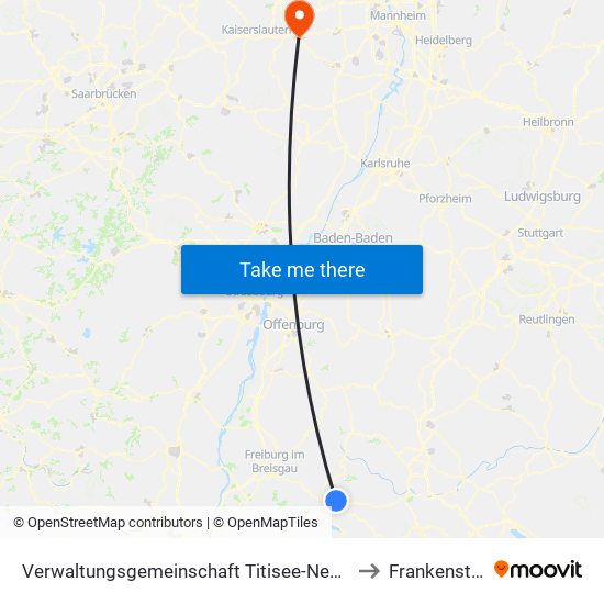 Verwaltungsgemeinschaft Titisee-Neustadt to Frankenstein map