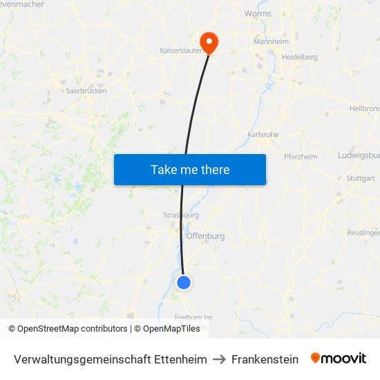 Verwaltungsgemeinschaft Ettenheim to Frankenstein map