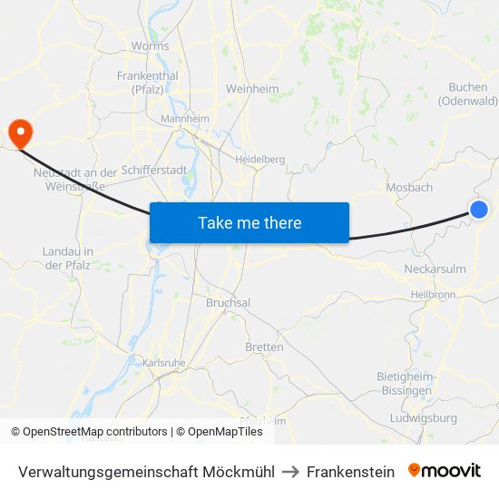 Verwaltungsgemeinschaft Möckmühl to Frankenstein map