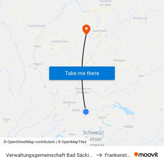 Verwaltungsgemeinschaft Bad Säckingen to Frankenstein map