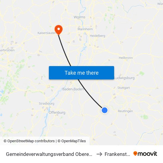 Gemeindeverwaltungsverband Oberes Gäu to Frankenstein map