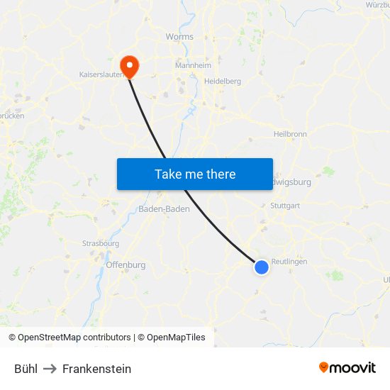 Bühl to Frankenstein map