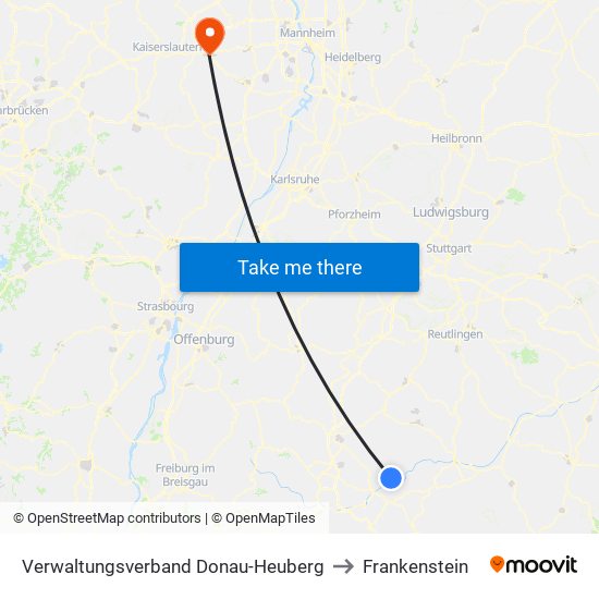 Verwaltungsverband Donau-Heuberg to Frankenstein map