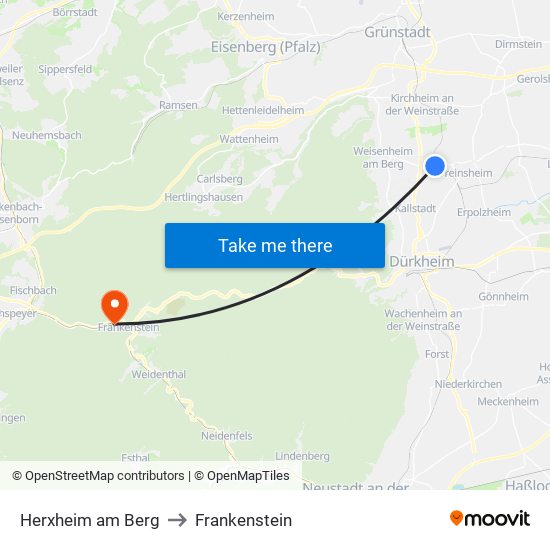 Herxheim am Berg to Frankenstein map