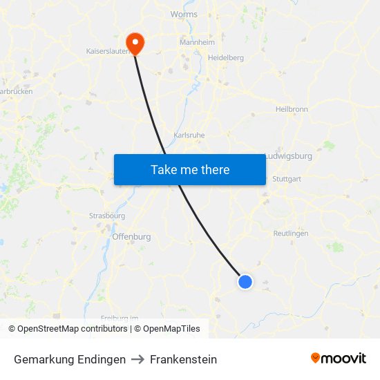 Gemarkung Endingen to Frankenstein map