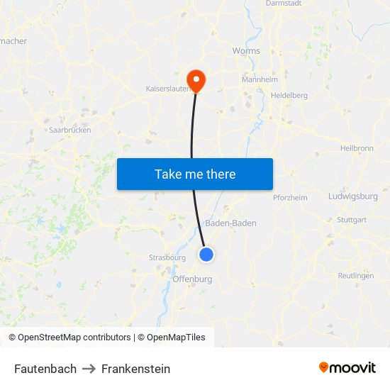 Fautenbach to Frankenstein map