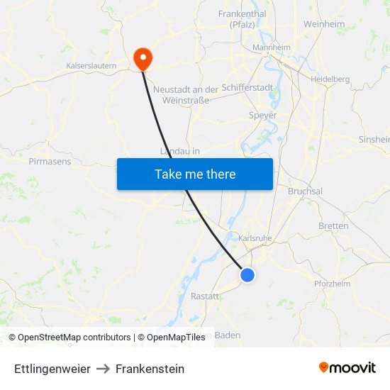 Ettlingenweier to Frankenstein map