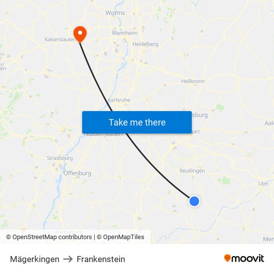 Mägerkingen to Frankenstein map