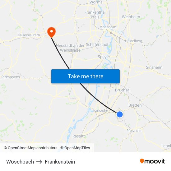 Wöschbach to Frankenstein map