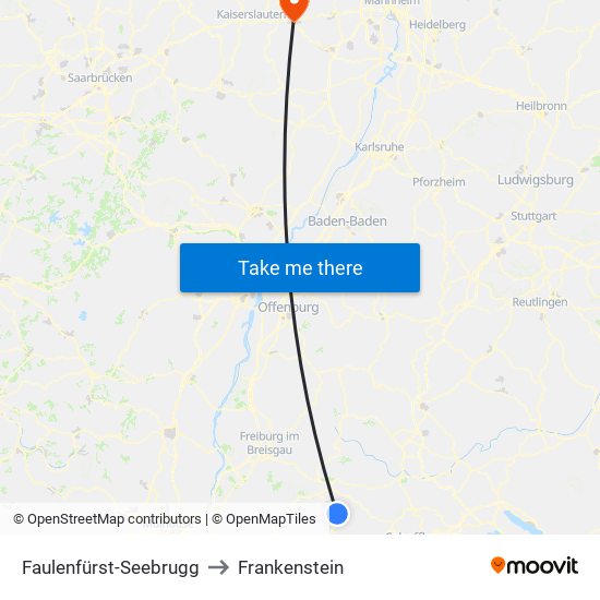 Faulenfürst-Seebrugg to Frankenstein map