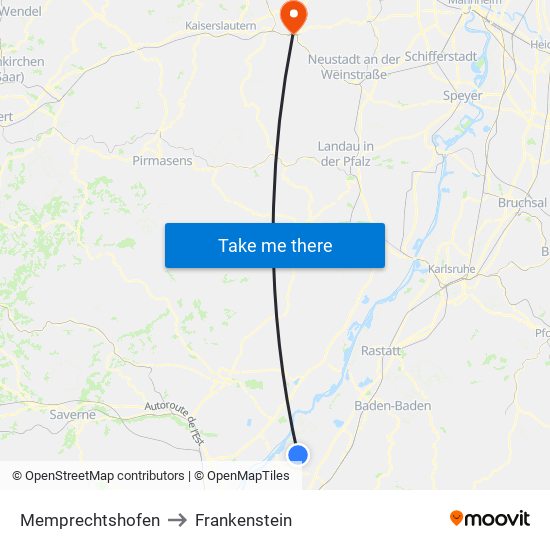 Memprechtshofen to Frankenstein map