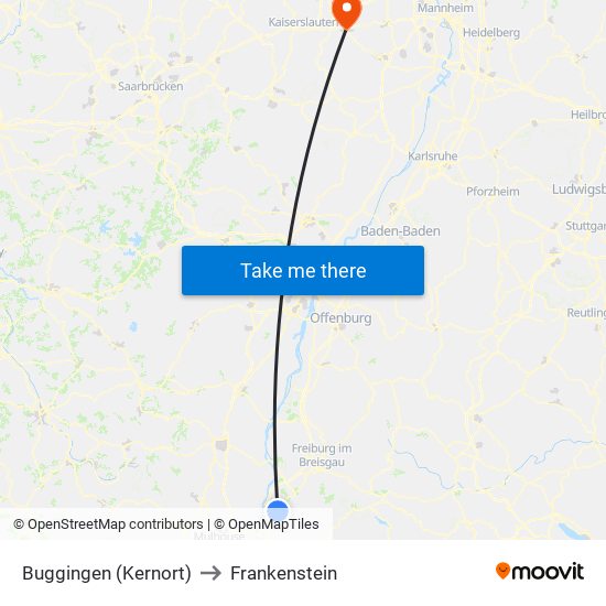 Buggingen (Kernort) to Frankenstein map