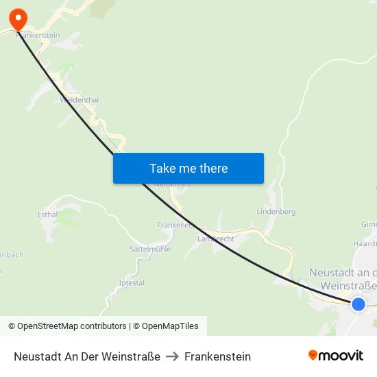 Neustadt An Der Weinstraße to Frankenstein map