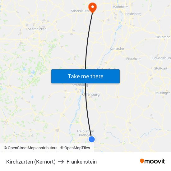 Kirchzarten (Kernort) to Frankenstein map