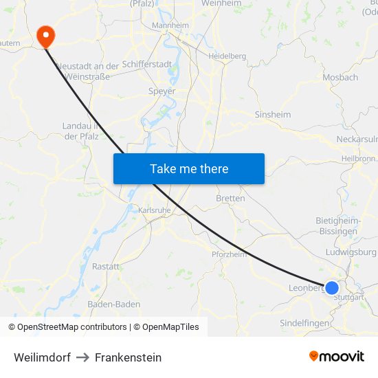 Weilimdorf to Frankenstein map