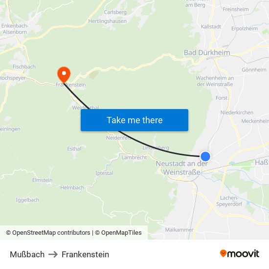 Mußbach to Frankenstein map