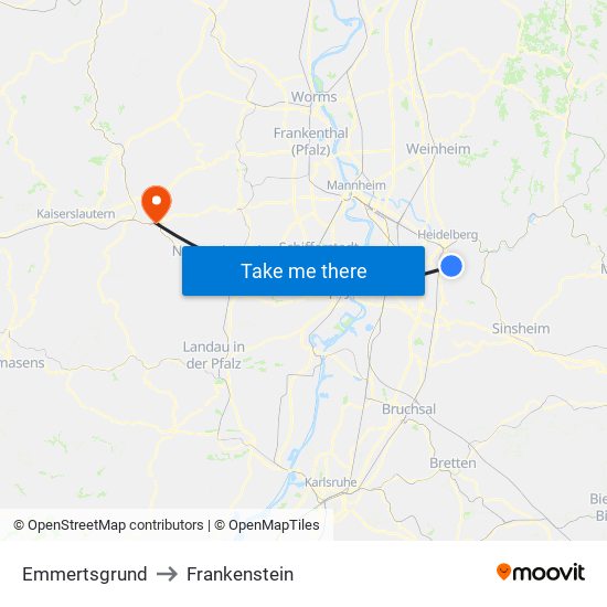Emmertsgrund to Frankenstein map