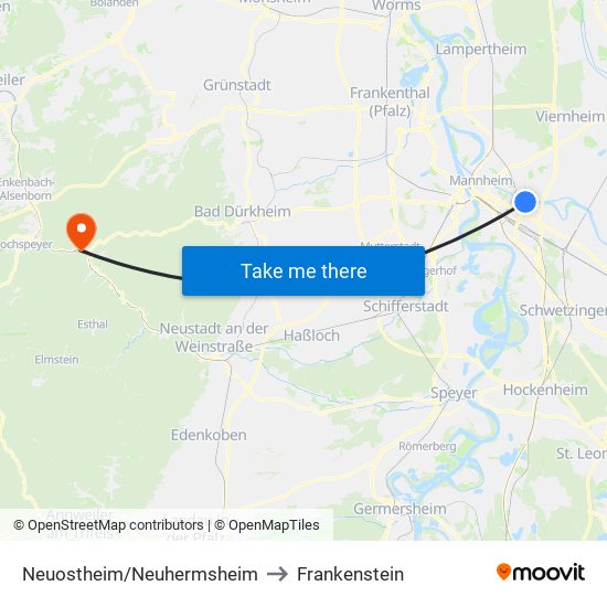 Neuostheim/Neuhermsheim to Frankenstein map