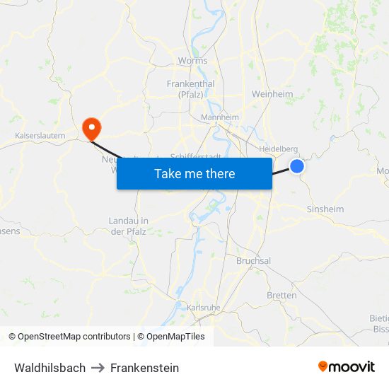 Waldhilsbach to Frankenstein map