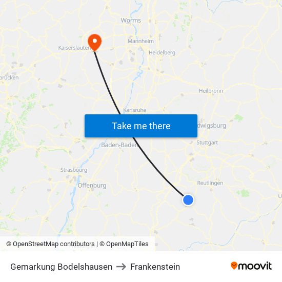 Gemarkung Bodelshausen to Frankenstein map