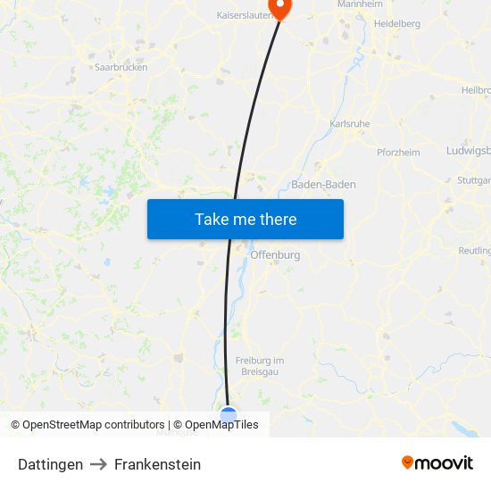 Dattingen to Frankenstein map