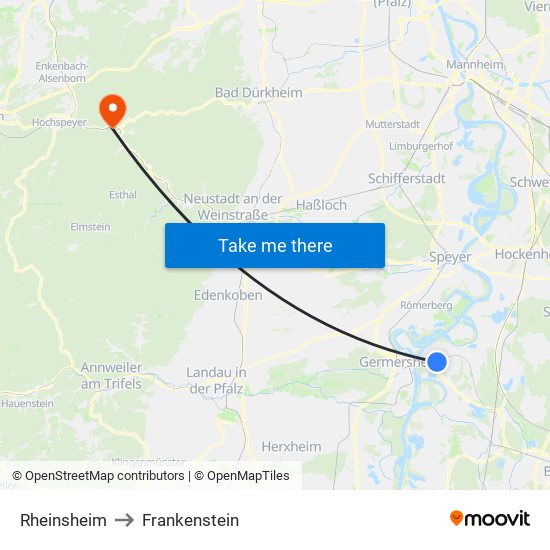 Rheinsheim to Frankenstein map