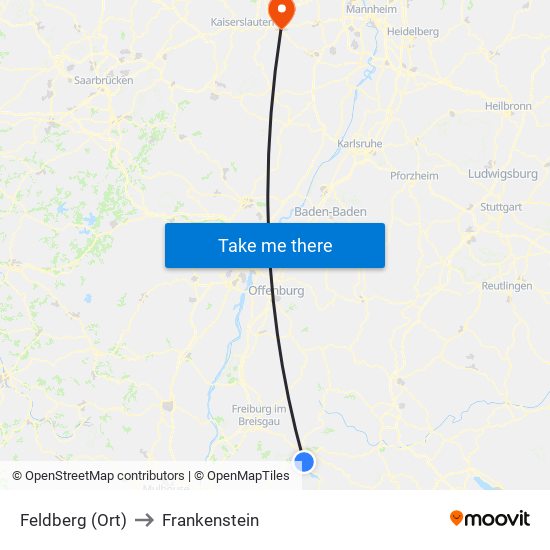 Feldberg (Ort) to Frankenstein map