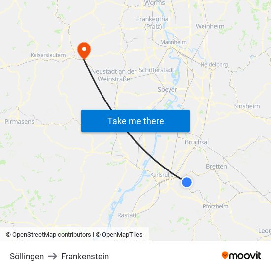 Söllingen to Frankenstein map