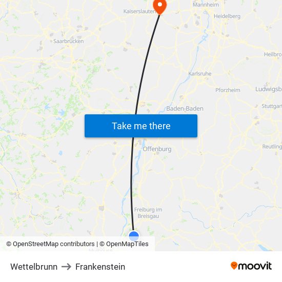 Wettelbrunn to Frankenstein map