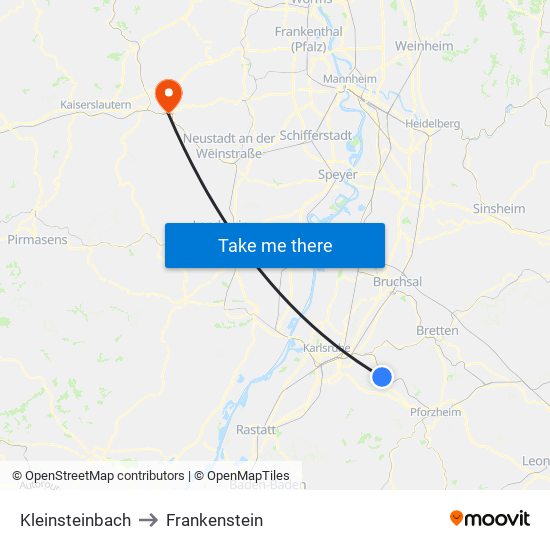 Kleinsteinbach to Frankenstein map