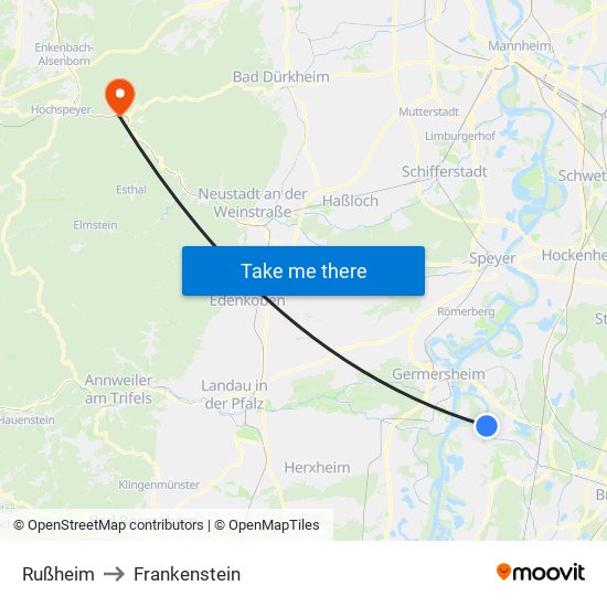 Rußheim to Frankenstein map