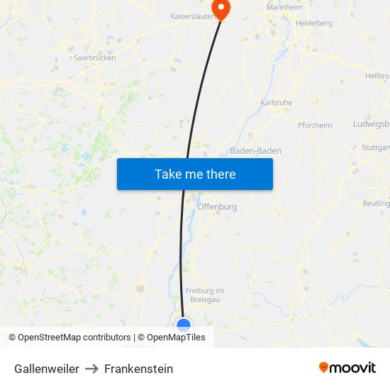 Gallenweiler to Frankenstein map