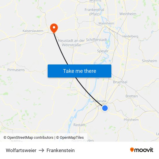 Wolfartsweier to Frankenstein map