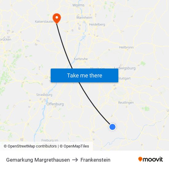 Gemarkung Margrethausen to Frankenstein map