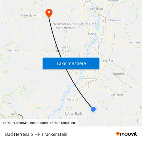 Bad Herrenalb to Frankenstein map