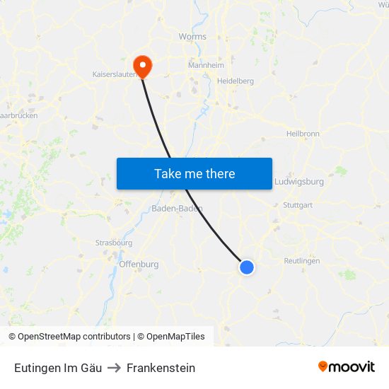 Eutingen Im Gäu to Frankenstein map