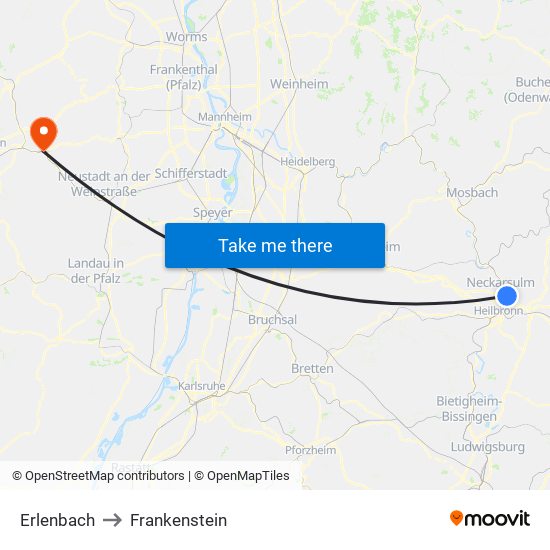 Erlenbach to Frankenstein map