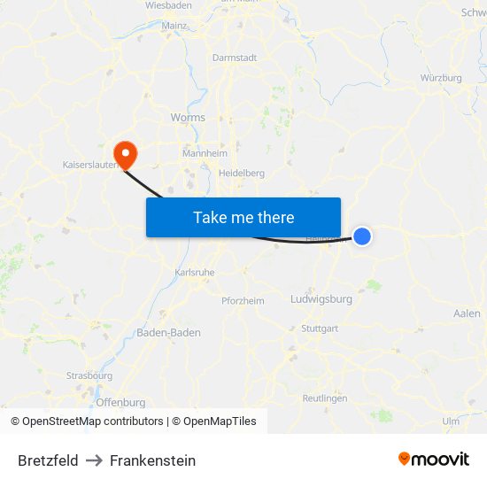 Bretzfeld to Frankenstein map