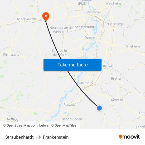 Straubenhardt to Frankenstein map