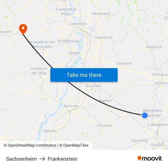 Sachsenheim to Frankenstein map