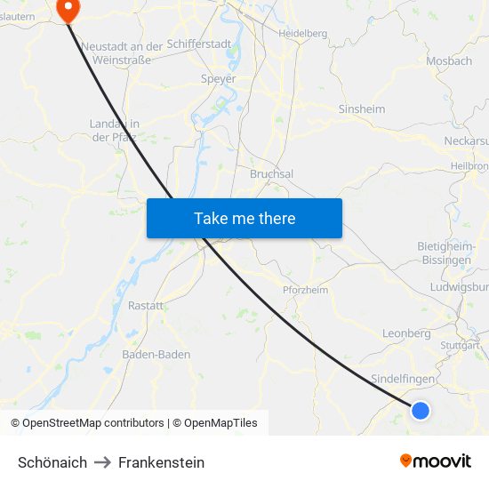 Schönaich to Frankenstein map