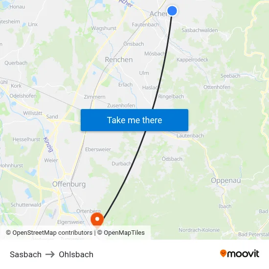 Sasbach to Ohlsbach map