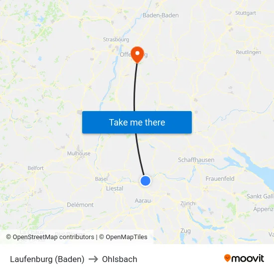 Laufenburg (Baden) to Ohlsbach map