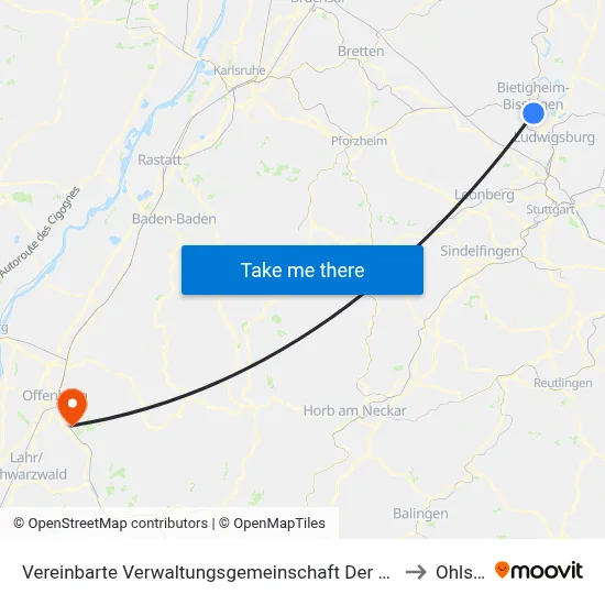 Vereinbarte Verwaltungsgemeinschaft Der Stadt Bietigheim-Bissingen to Ohlsbach map