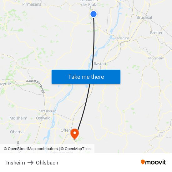 Insheim to Ohlsbach map