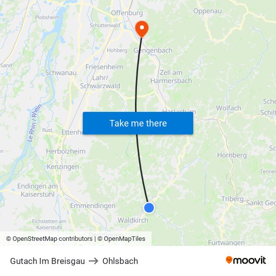 Gutach Im Breisgau to Ohlsbach map